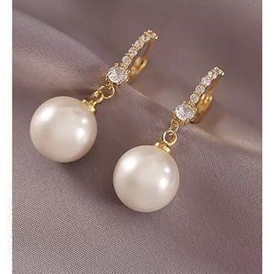 Pearls gems drop earrings. 14k gold plated. Brand new